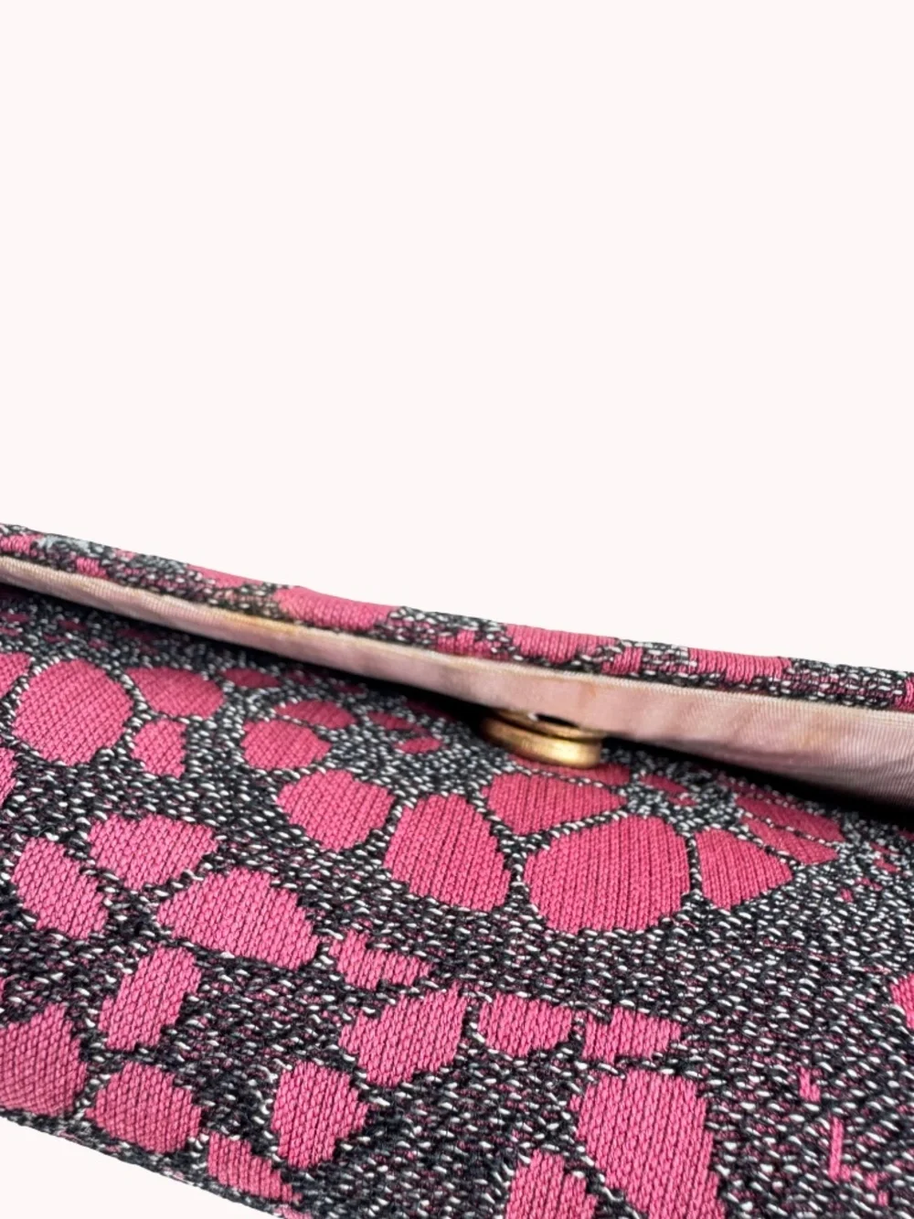 Vintage Pink Black Fabric Clutch Evening Bag Wedding Purse Formal Party Makeup